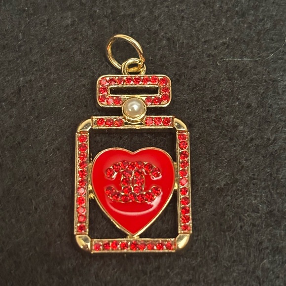 CHANEL Accessories - Authentic Chanel Replacement Zipper Pull, Red Rhinestone Perfume Bottle